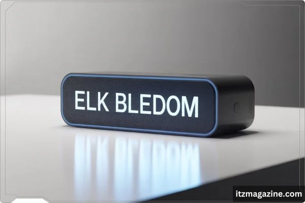 Illuminated sign reading "elk bledom," featuring vibrant lettering on a contrasting backdrop.